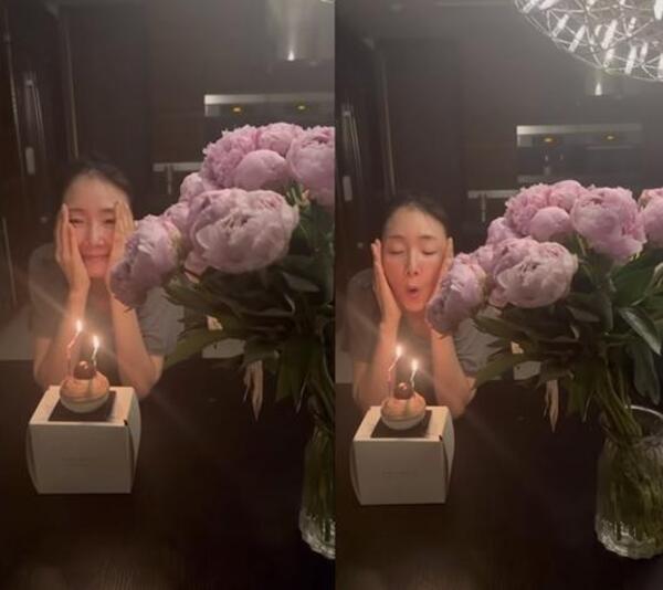 최지우, 민낯 생일 파티 영상 공개 "고마워" 케이크 앞에 앉아 행복한 미소